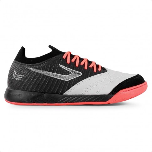 Chuteira Futsal Topper Dominator Fuse Unissex Preto / Coral