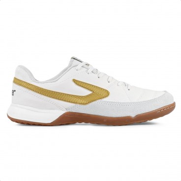 Chuteira Futsal Topper Titanium X Masculina Branco / Dourado