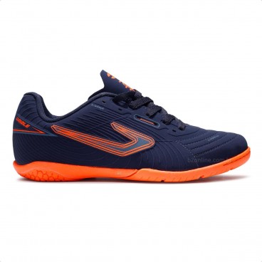 Chuteira Futsal Topper Top Drible VI Unissex Marinho / Laranja
