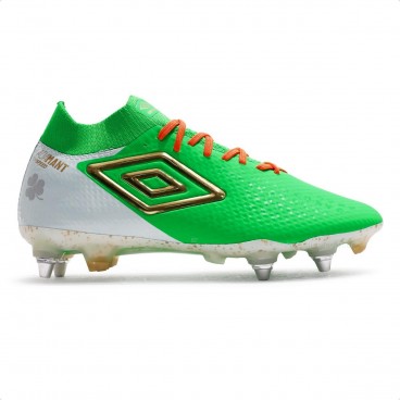 Chuteira Campo Umbro Adamant Top Speed Pro Sg Stp Masculina Verde / Branco