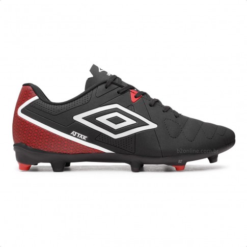 Chuteira Campo Umbro Attak Eternal Masculino Preto / Vermelho