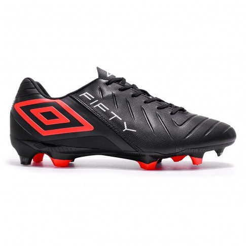 Chuteira Campo Umbro Fifty VI Masculina Preto / Coral
