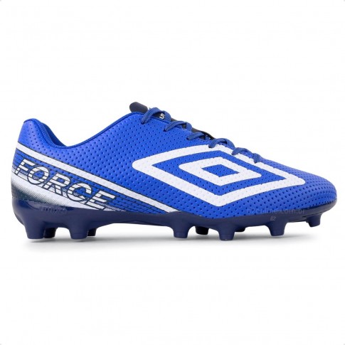 Chuteira Campo Umbro Force Masculina Azul / Branco