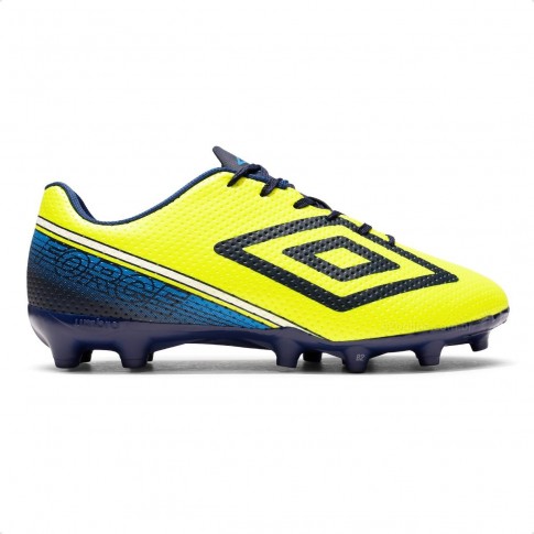 Chuteira Campo Umbro Force Masculino Amarelo Neon / Azul