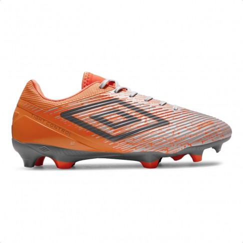 Chuteira Campo Umbro Gravity Masculino Cinza / Laranja