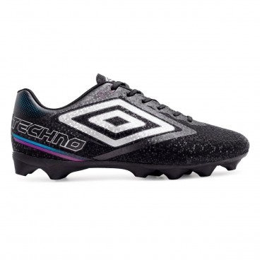 Chuteira Campo Umbro Techno II Masculina Preto / Cinza