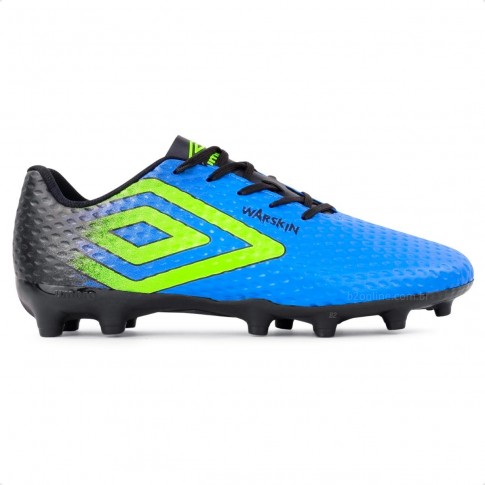 Chuteira Campo Umbro Warskin Masculina Azul / Verde