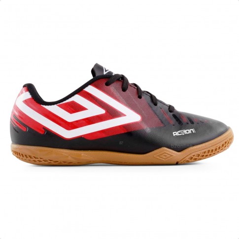 Chuteira Futsal Umbro Action Jr Preto / Vermelho