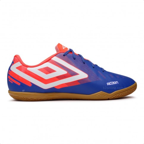 Chuteira Futsal Umbro Action Masculino Azul / Coral