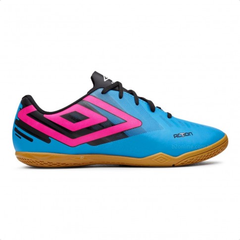 Chuteira Futsal Umbro Action Masculino Azul / Rosa