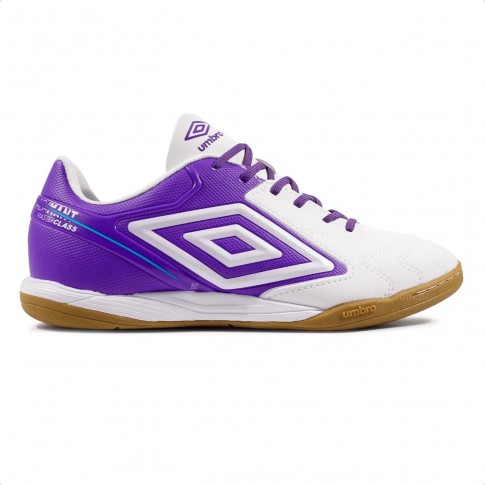 Chuteira Futsal Umbro Adamant Master Class Club Masculina Branco / Roxo