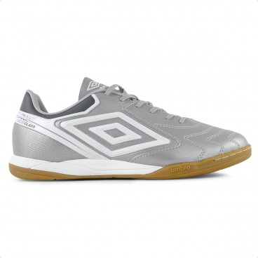 Chuteira Futsal Umbro Adamant Master Class Club Masculina Prata / Branco