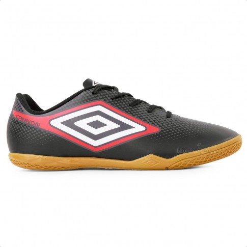 Chuteira Futsal Umbro Cannon Masculina Preto / Vermelho