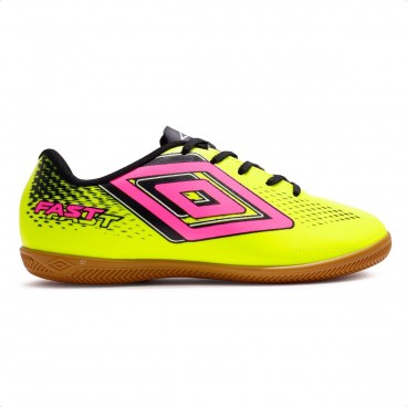 Chuteira Futsal Umbro Fast II Jr Amarelo / Rosa