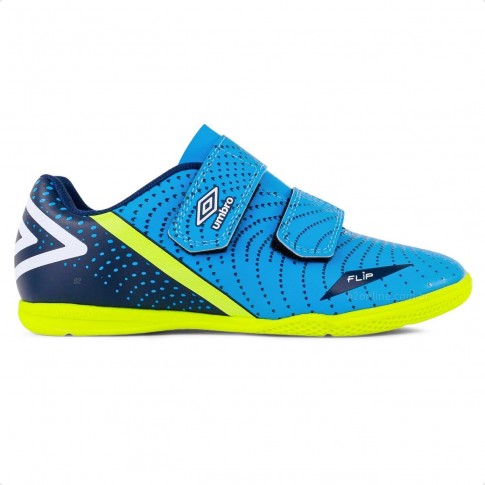 Chuteira Futsal Umbro Flip Kids Azul / Verde