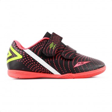 Chuteira Futsal Umbro Flip Kids Preto / Coral