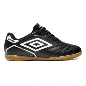 Chuteira Futsal Umbro Manchester Jr Preto / Branco