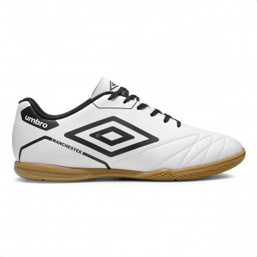 Chuteira Futsal Umbro Manchester Masculina Branco / Preto