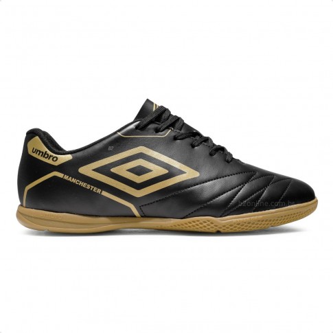 Chuteira Futsal Umbro Manchester Masculino Preto / Dourado