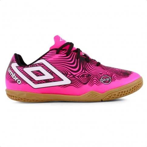 Chuteira Futsal Umbro Orbit Jr Infantil Rosa / Branco