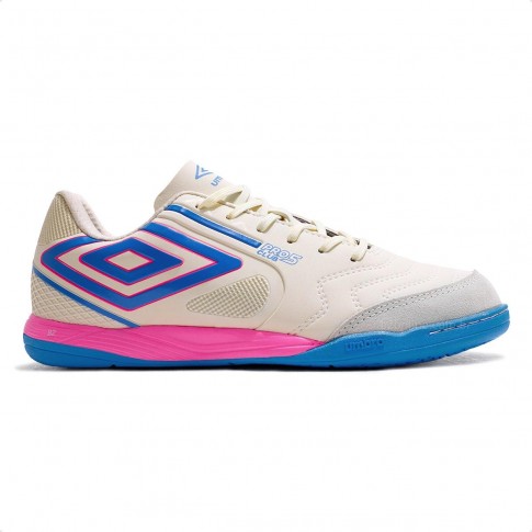 Chuteira Futsal Umbro Pro 5 Bump Club Masculina Bege / Azul