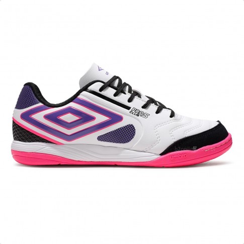 Chuteira Futsal Umbro Pro 5 Bump Club Masculina Branco / Rosa