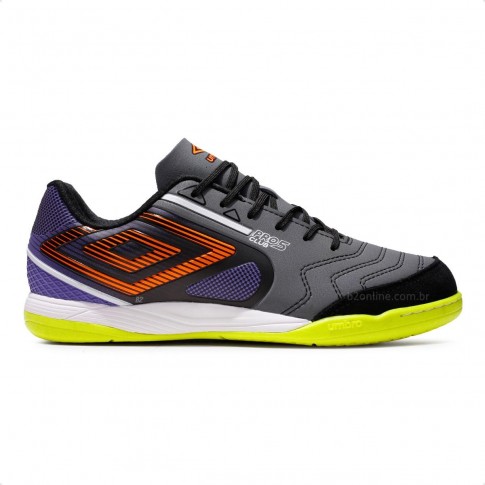 Chuteira Futsal Umbro Pro 5 Bump Club Masculina Grafite / Roxo