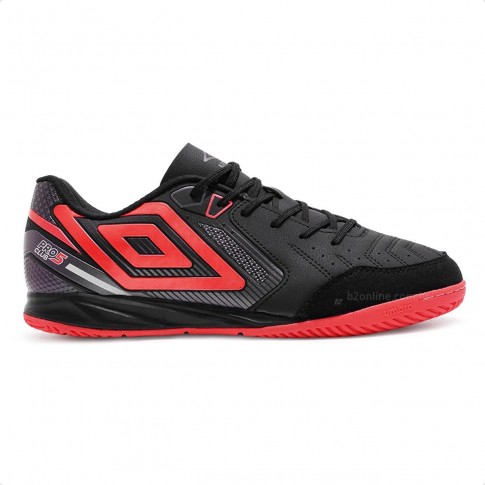Chuteira Futsal Umbro Pro 5 Bump Club Masculina Preto / Coral