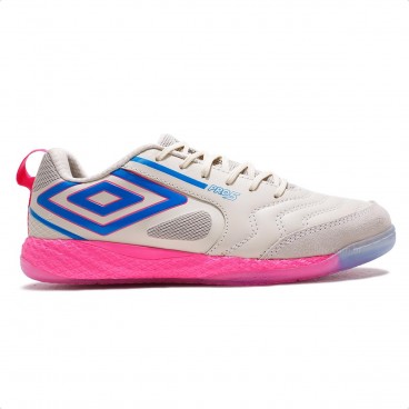 Chuteira Futsal Umbro Pro 5 Bump Masculina Bege / Rosa