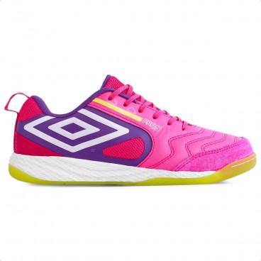 Chuteira Futsal Umbro Pro 5 Bump Masculina Rosa / Amarelo