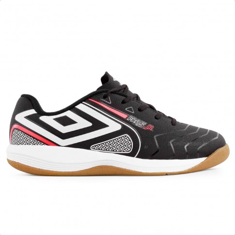 Chuteira Futsal Umbro Pro 5 Jr Juvenil Preto / Coral