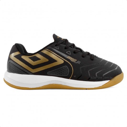 Chuteira Futsal Umbro Pro 5 Jr Juvenil Preto / Dourado