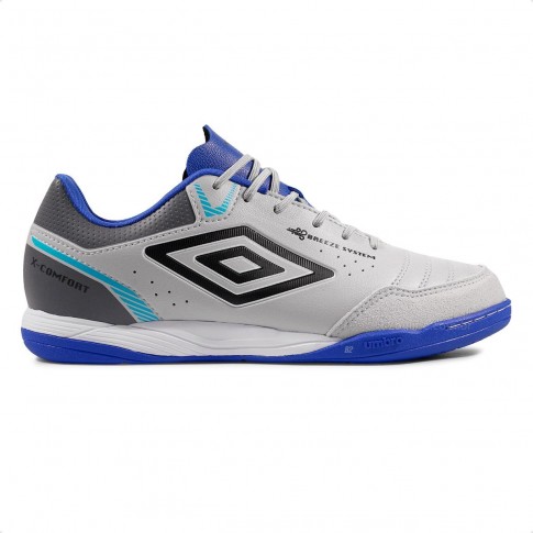 Chuteira Futsal Umbro X-Comfort Masculina Cinza / Azul