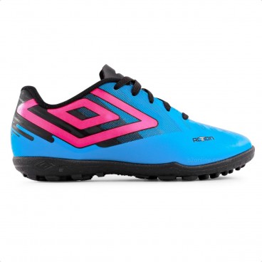 Chuteira Society Umbro Action Jr Azul / Rosa