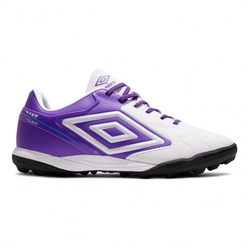 Chuteira Society Umbro Adamant Master Class Club Masculina Branco / Roxo
