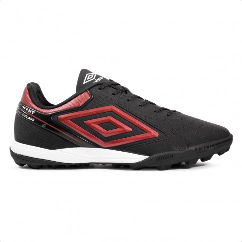 Chuteira Society Umbro Adamant Master Class Club Masculina Preto / Vermelho