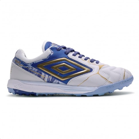 Chuteira Society Umbro Adamant Master Class Pro Bump Branco / Azul