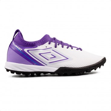 Chuteira Society Umbro Adamant Top Speed Club Masculina Branco / Roxo