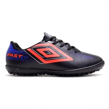 Chuteira Society Umbro Fast II Jr Preto / Coral
