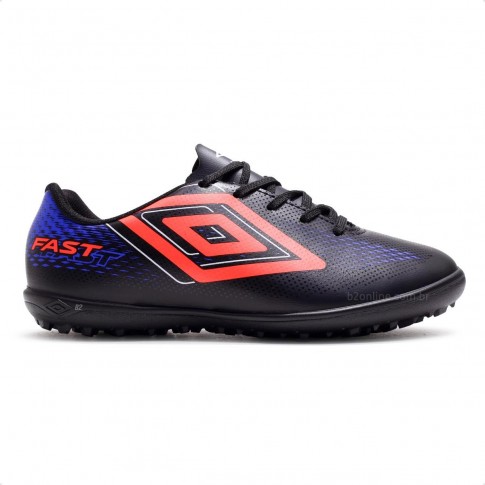 Chuteira Society Umbro Fast II Jr Preto / Coral