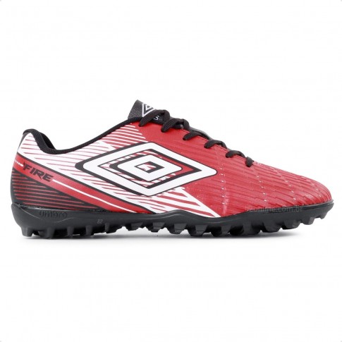 Chuteira Society Umbro Fire Masculina Vermelho / Preto