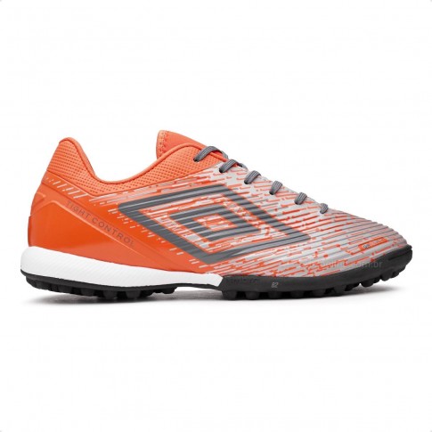 Chuteira Society Umbro Gravity Masculino Laranja / Cinza