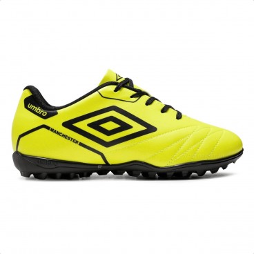 Chuteira Society Umbro Manchester Jr Amarelo Neon / Preto