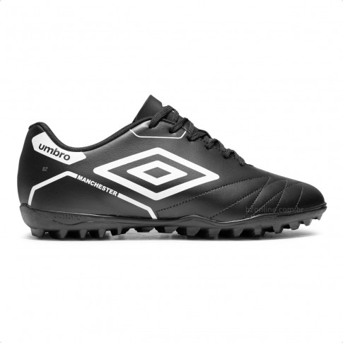 Chuteira Society Umbro Manchester Masculino Preto / Branco