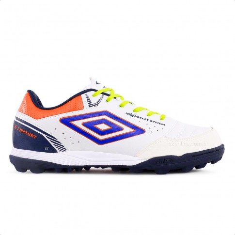 Chuteira Society Umbro X-Comfort Masculina Branco / Laranja