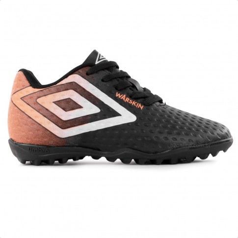 Chuteira Society Umbro Warskin Jr Preto / Laranja