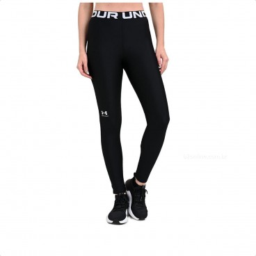 Calça Legging Under Armour HG Authentics Feminina Preto / Branco