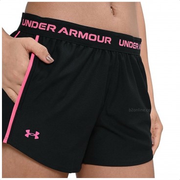 Shorts Under Armour Treino Tech Play Up Feminino Preto / Rosa