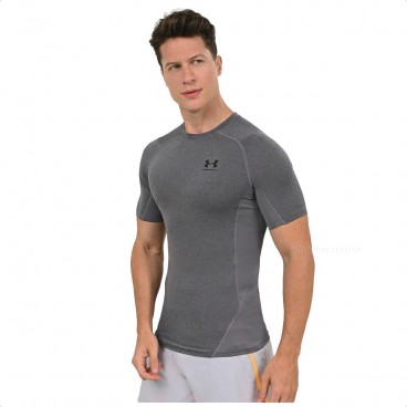 Camiseta Compressão Under Armour HG Masculina Chumbo / Preto