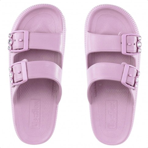 Chinelo Slide Usaflex Poofy Plataforma Feminino Rosa / Lilás